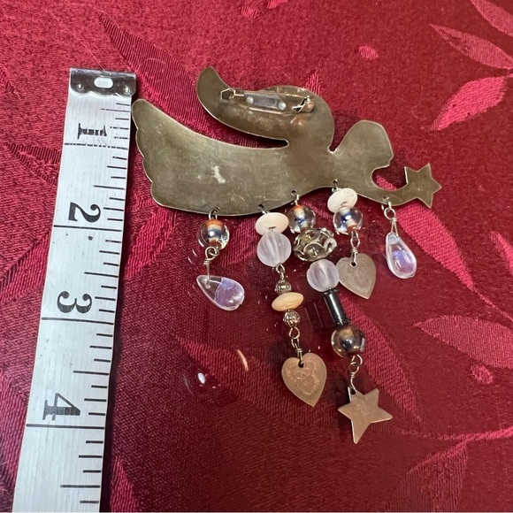 Angel Brooch Broach Charm Pin 2.5" Unique Christmas Decor Charm Dangles Holiday - Picture 4 of 5